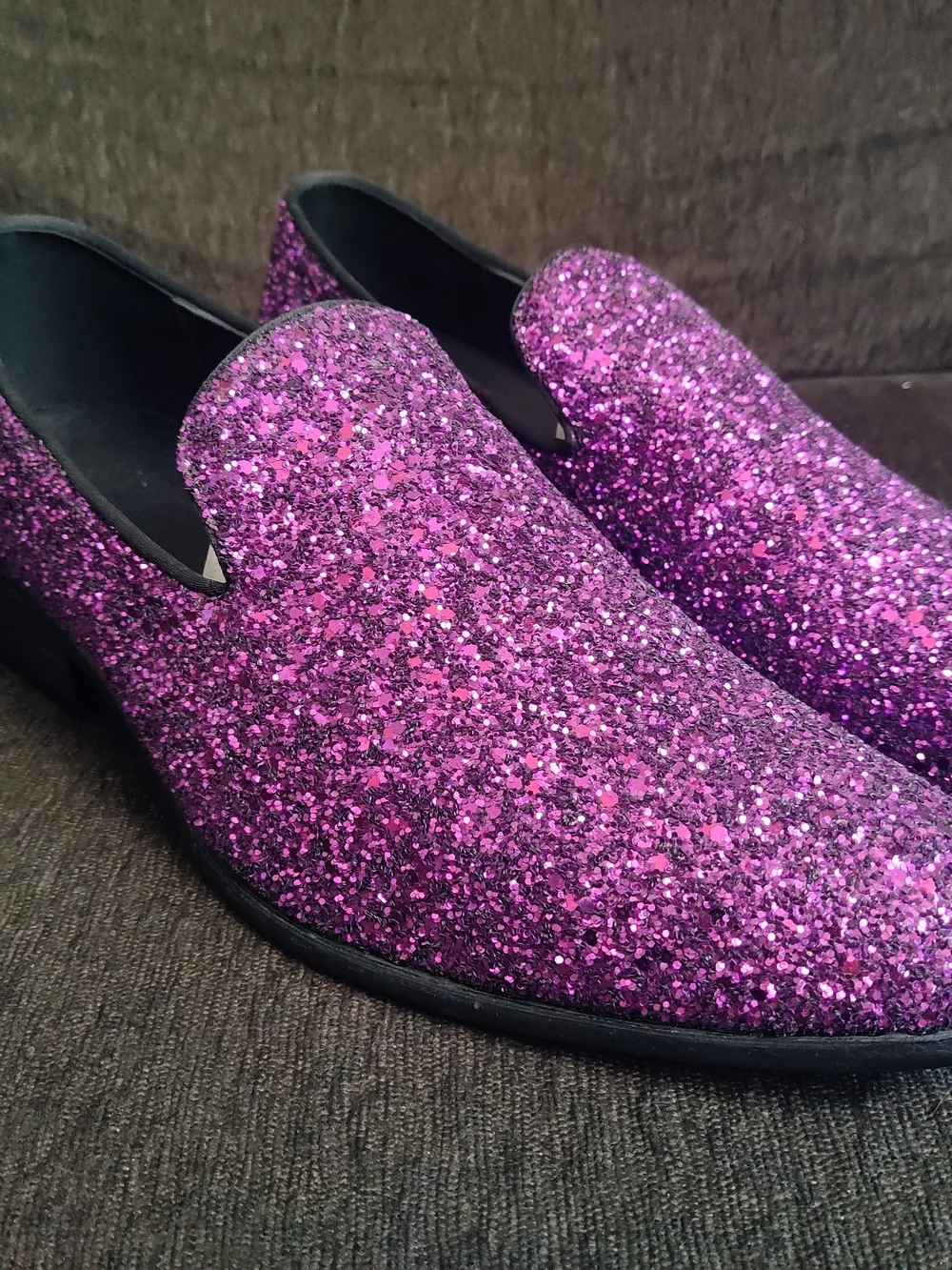 Men's Purple Glitter Slip-On Dress Loafers